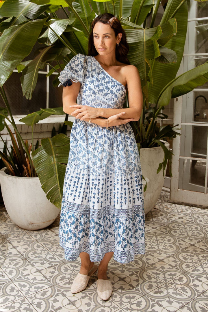 Waterlily One Shoulder Dress - Blue