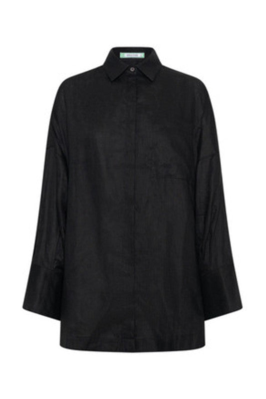 Oversized Shirt - Black Linen