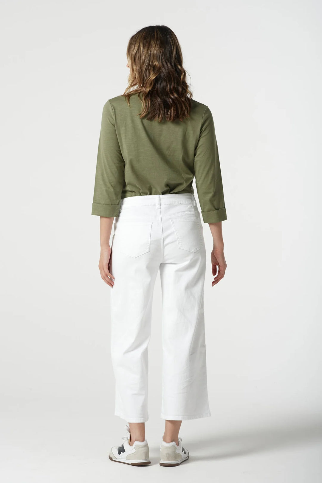 5 Pocket Crop Wide Leg Jean - White
