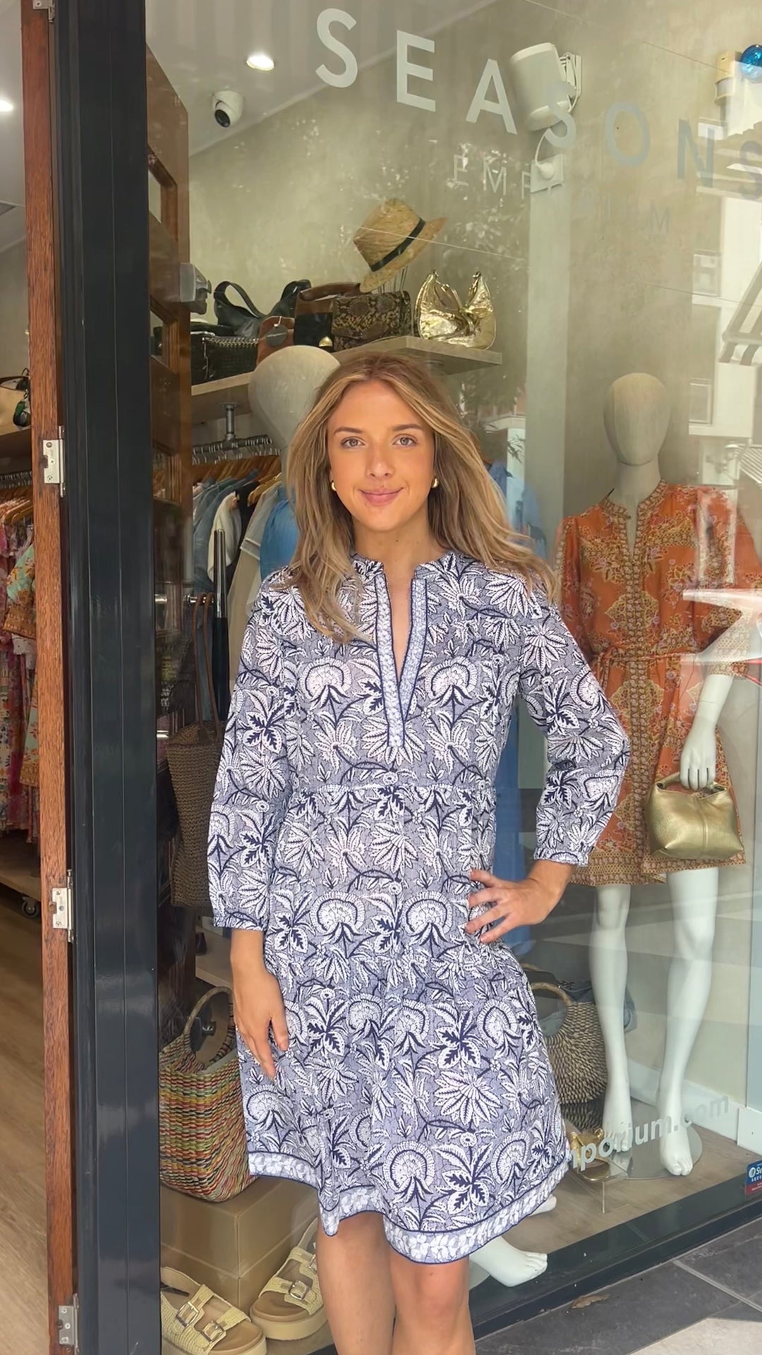 Cottesloe Midi Dress - Malt Navy