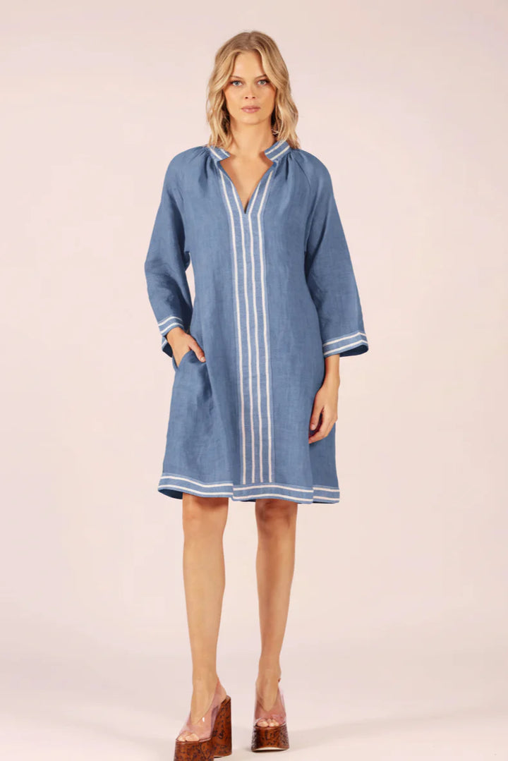 Allegra Linen Dress - Cornflower