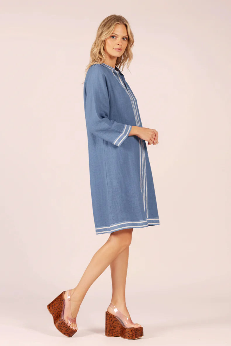 Allegra Linen Dress - Cornflower