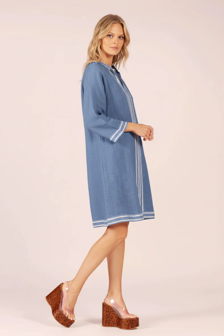 Allegra Linen Dress - Cornflower