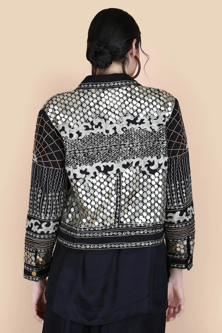 Kali Embellished Cropped Jacket - Black