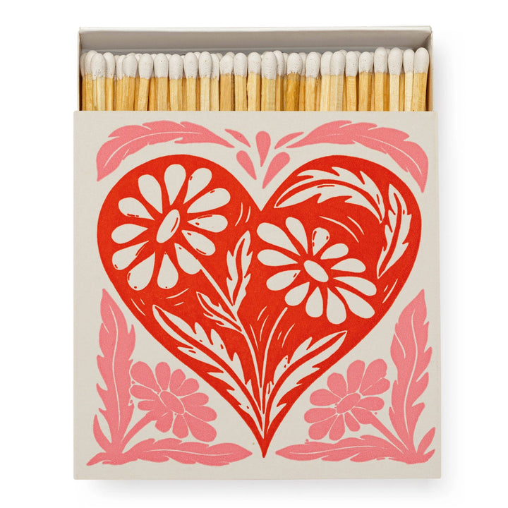 Square Safety Matches - Botanical Heart