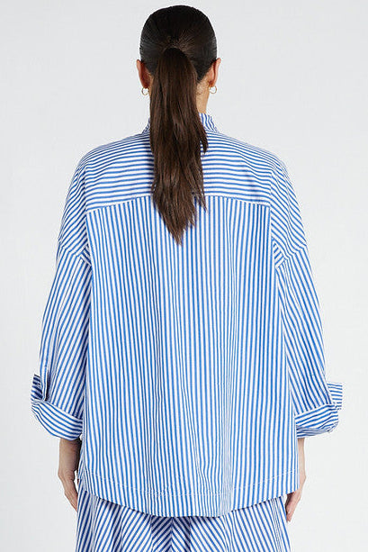 Oversized Shirt - Blue White Stripe