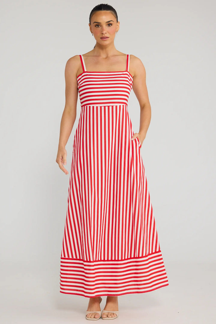 Grace Dress - Cherry Stripe