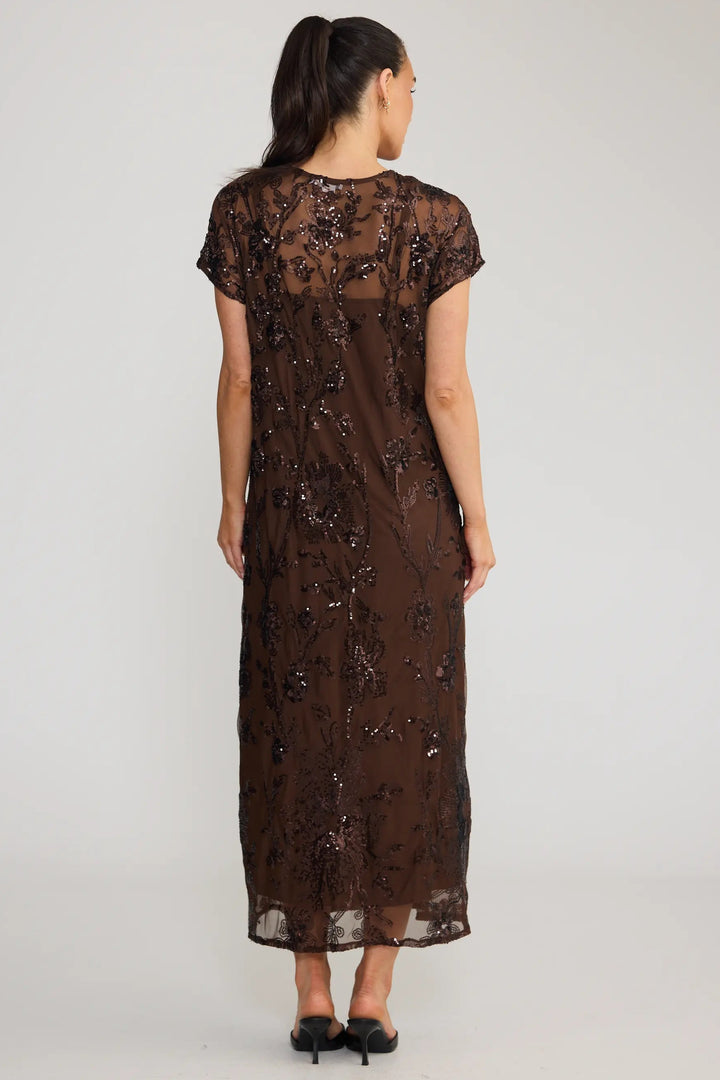 Lavish Sequin Dress - Choc Floral