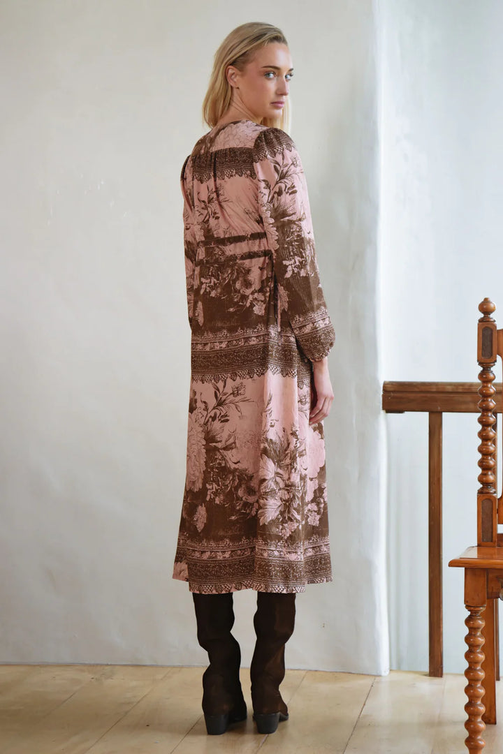 Ruche With It Dress - Pink/Brown