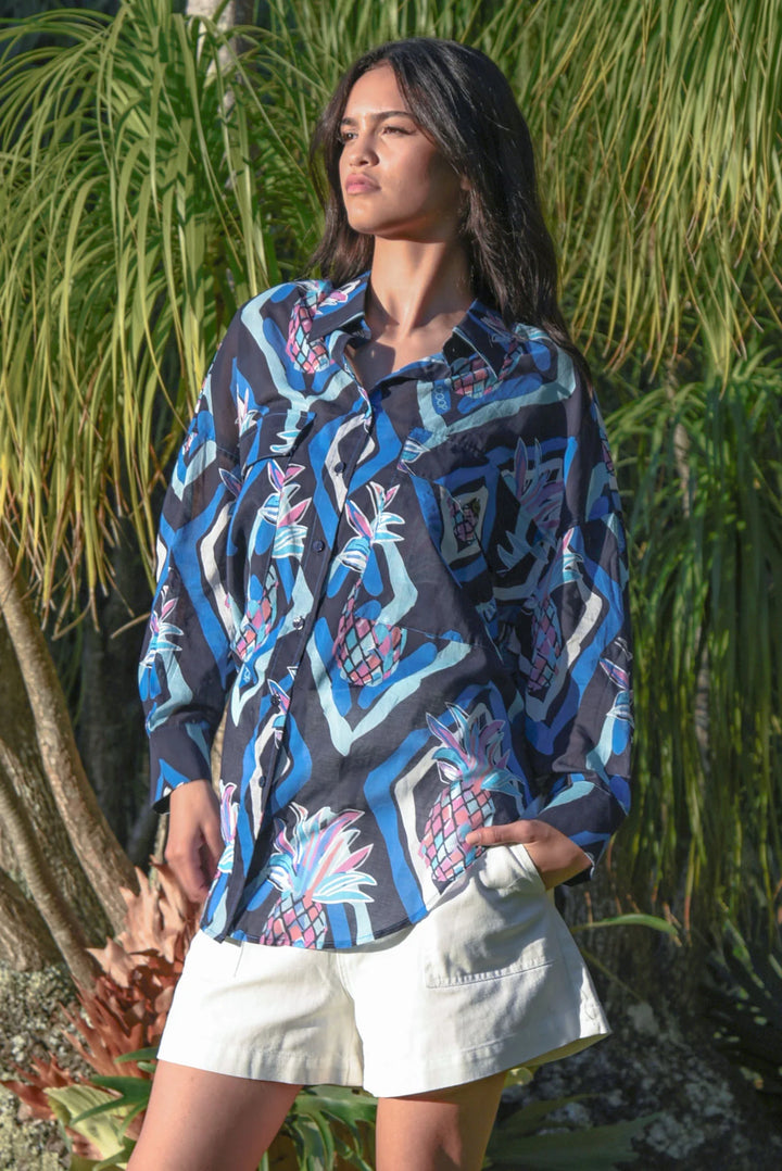Take it Easy Shirt - Blue Aloha