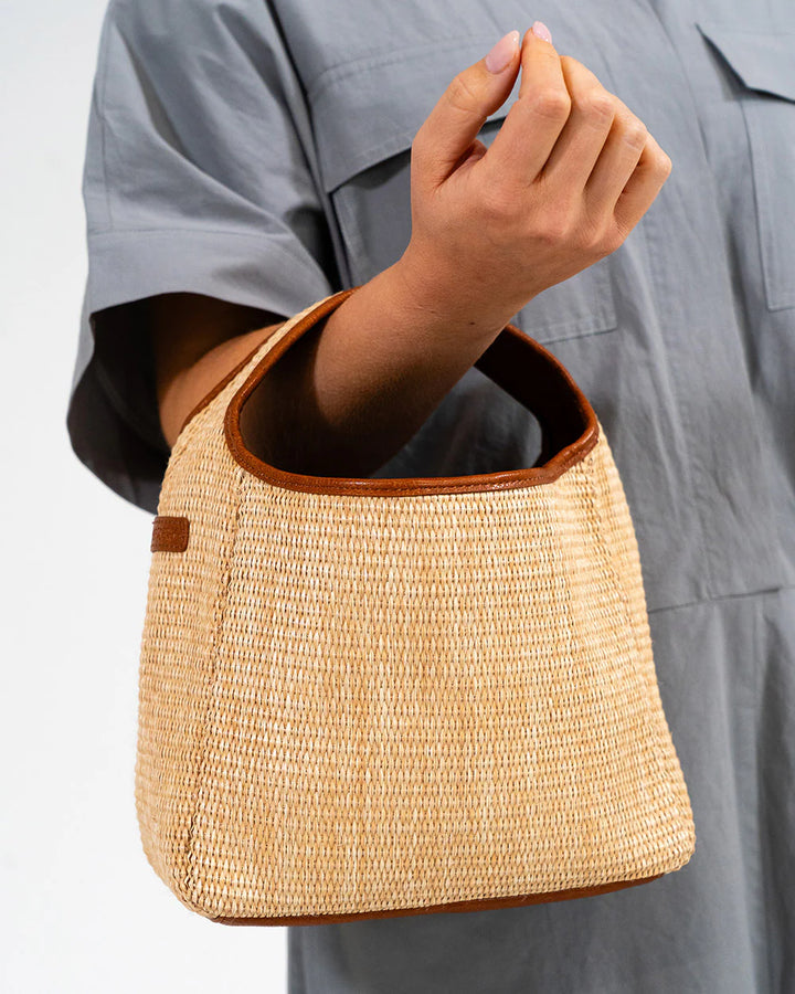 Linton Large Crossbody - Tan Natural Weave