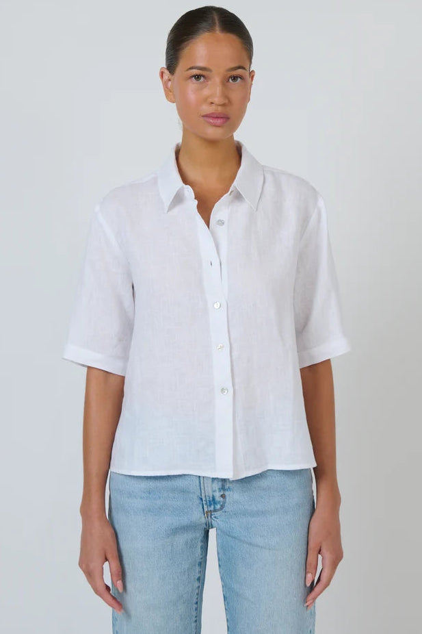 Short Sleeve Linen Shirt - Lys