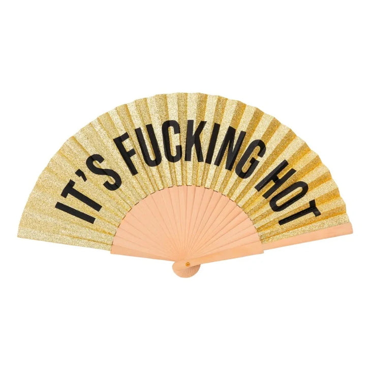 Gold Glitter Hand Fan - It's Fucking Hot