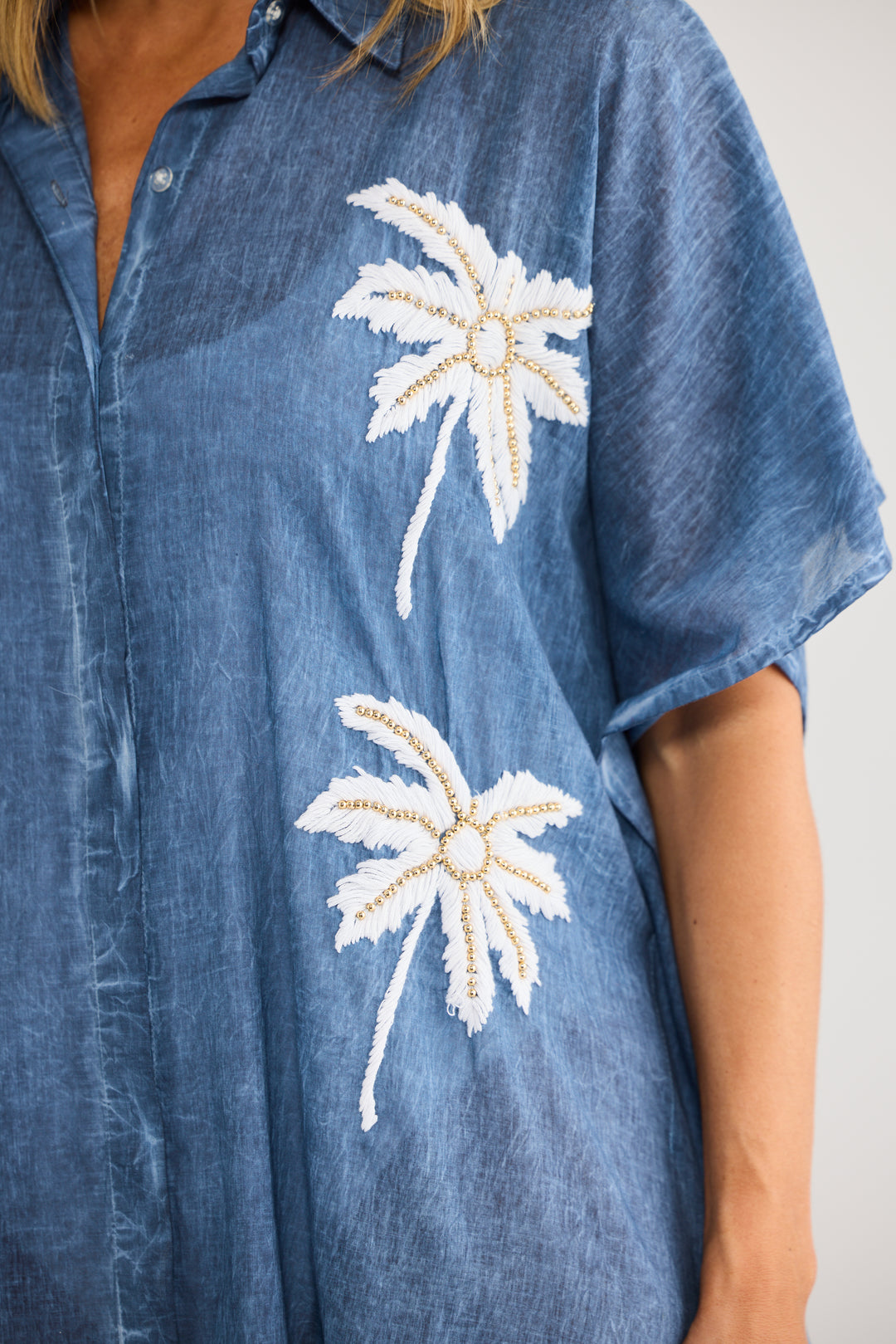 Halia Shirt Kaftan - Navy