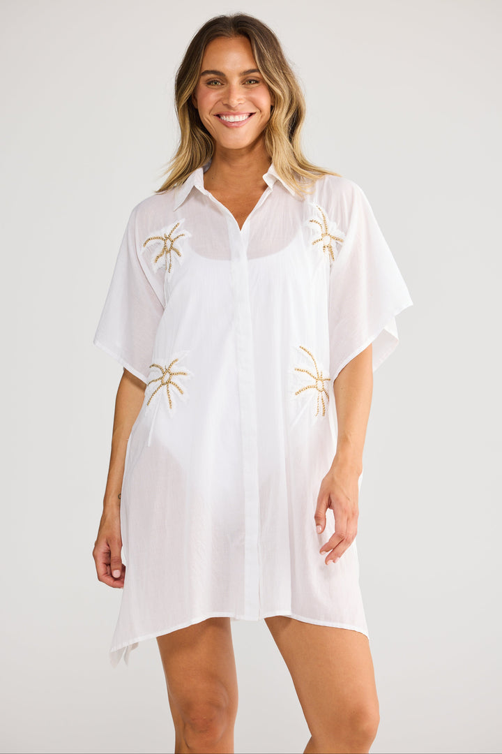 Halia Shirt Kaftan - White