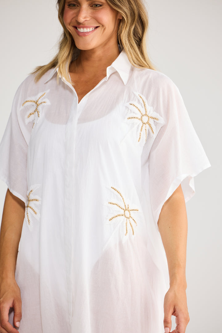 Halia Shirt Kaftan - White