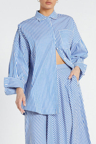 Oversized Shirt - Blue White Stripe