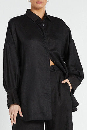 Oversized Shirt - Black Linen