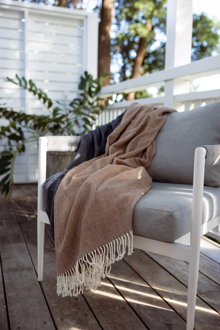 Herringbone Throw - Toffee