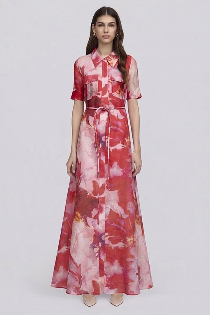 Ina Maxi Dress - Pink Red Floral