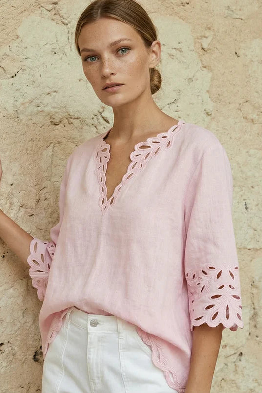 Cordelia Linen Shirt - Pink