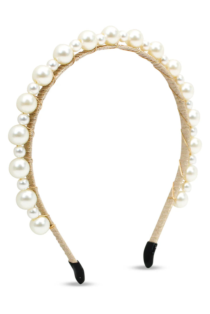 Pearl headband with black ends on a white background