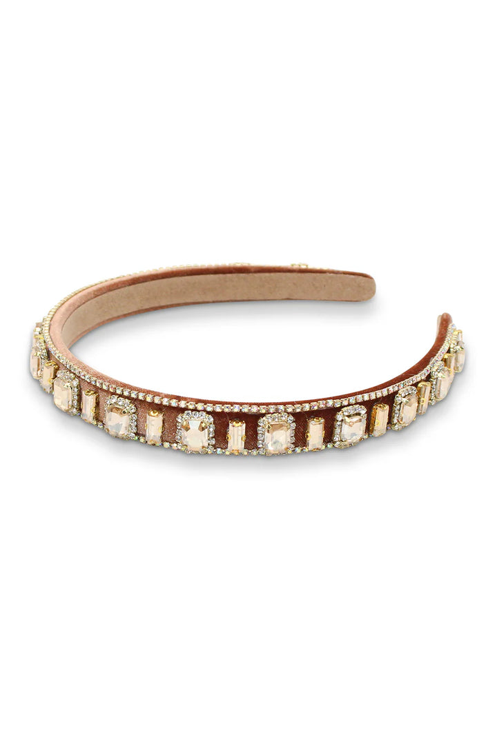 Decorative headband with crystals on a white background