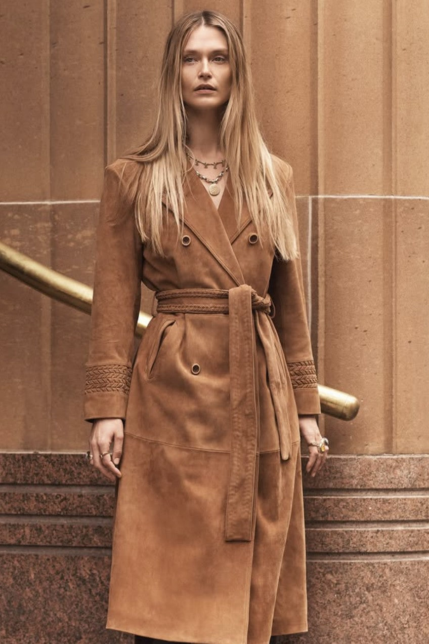 Nola Suede Coat - Toffee
