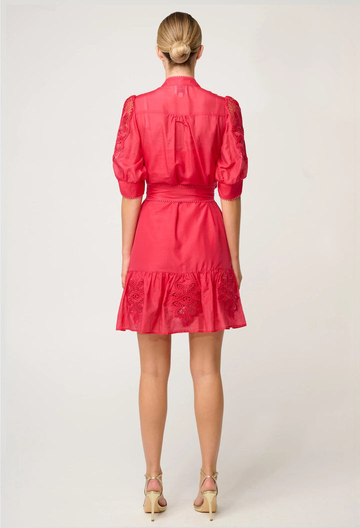 Jamila Lace Detail Dress - Ruby