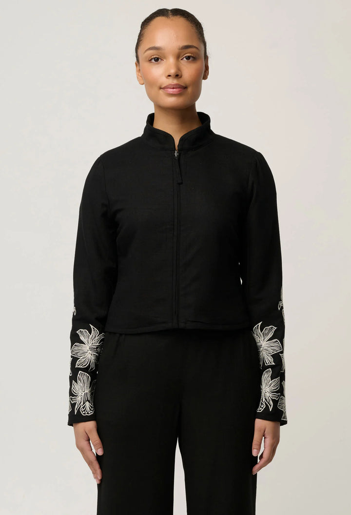 Delray Reversible Embroidered Jacket - Sunset Orchid