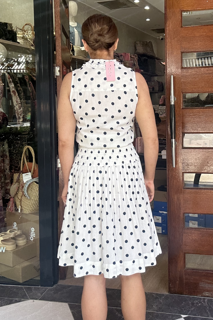 Ruby Midi Dress - Navy Polka