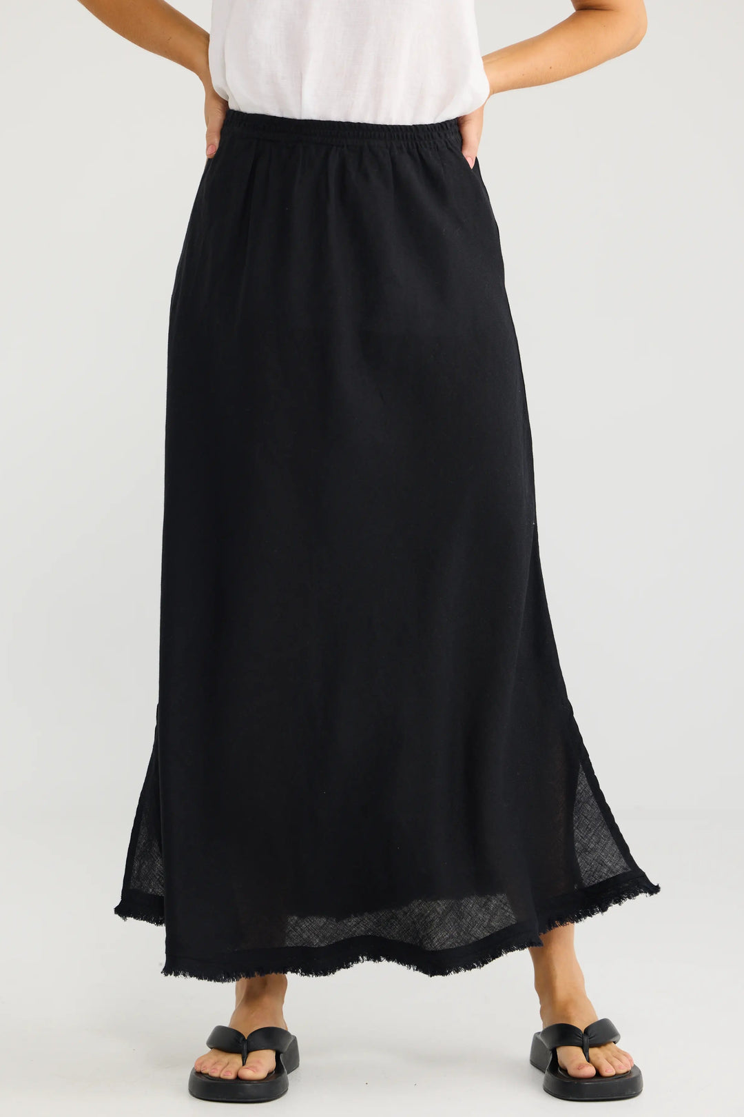 Sicily Skirt - Black Linen