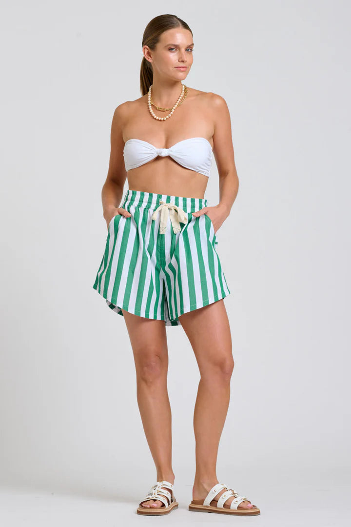 The Ashley Short - Green Wide Stripe