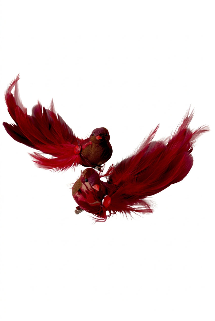 Clip on Bird Decoration - Matt Red