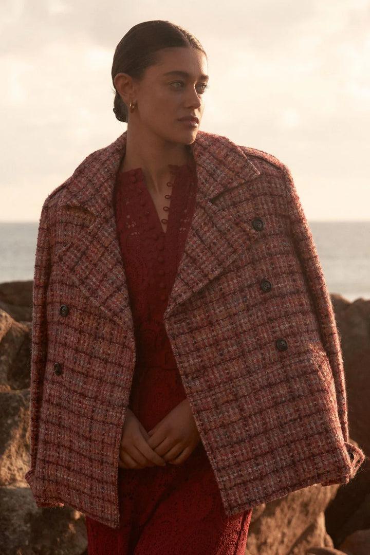 Revel Coat - Berry Check