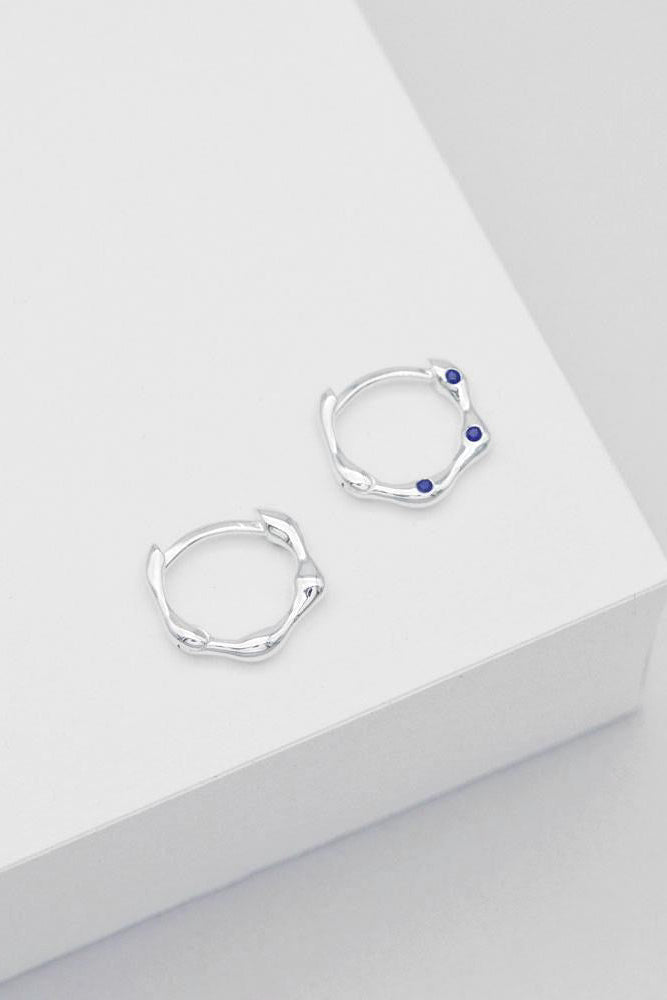 Linda Tahija Sapphire Organica Mini Huggie Earrings - Silver