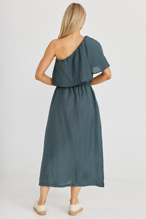 Corina Midi Dress - Slate Linen Viscose