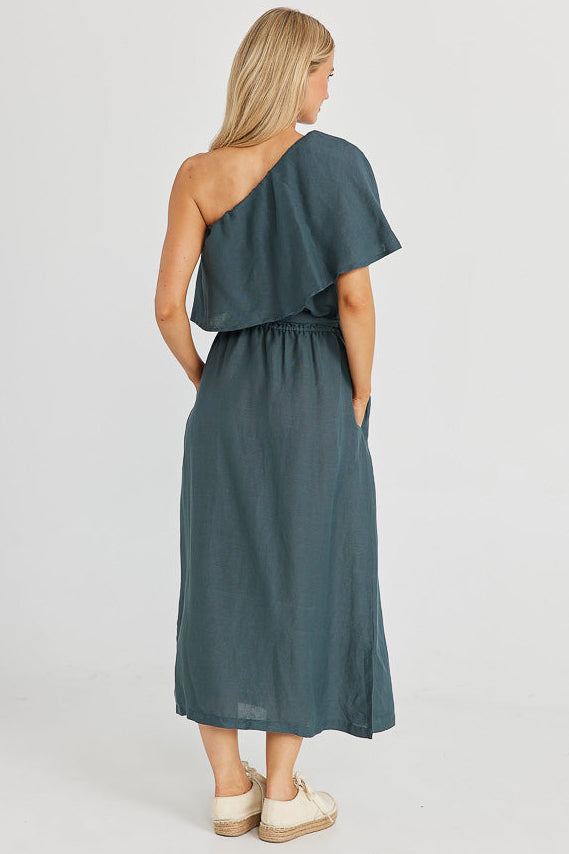 Corina Midi Dress - Slate Linen Viscose